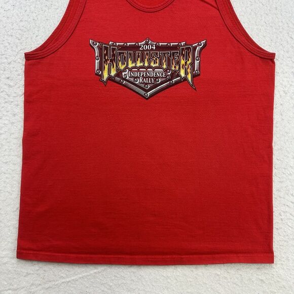 Vintage Biker Tank Top Mens Large L Red Skull 2004 Hollister Independence Rally - Picture 4 of 10